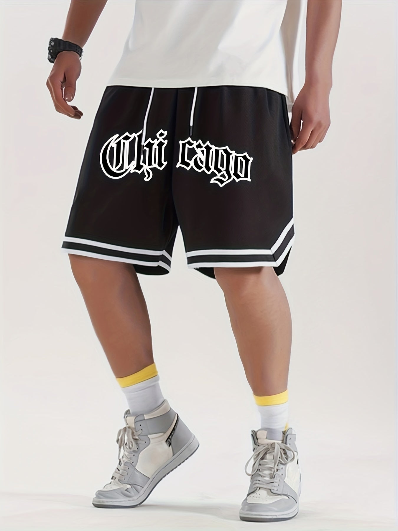 Men's "Chicago" Print Casual Sport Drawstring Shorts