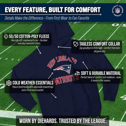 NFL Adult Gameday Hooded Sweatshirt - Poly Fleece Cotton Blend - Stay Warm and Represent Your Team in Style