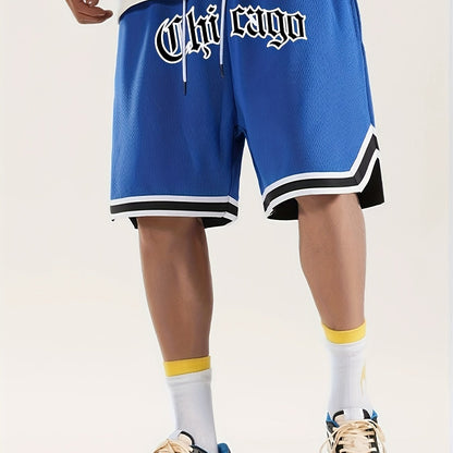 Men's "Chicago" Print Casual Sport Drawstring Shorts