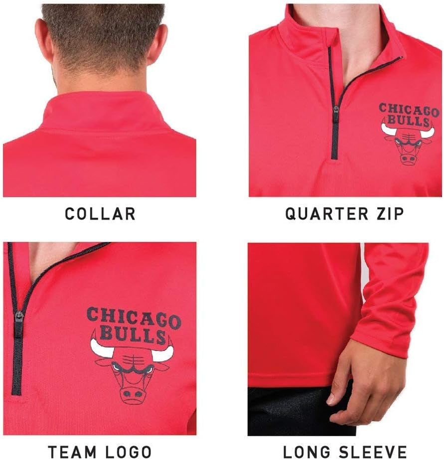 Men'S NBA Official Quarter Zip Long Sleeve Pullover T-Shirt