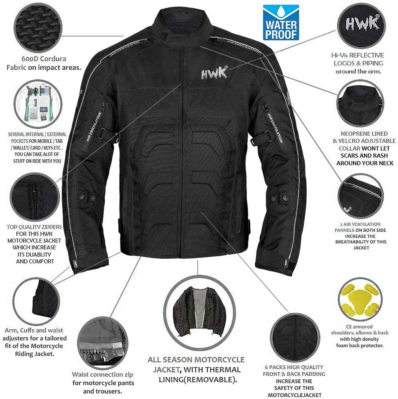 Spyder Motorcycle Jacket for Men with Weather Resistant Cordura Textile Fabric for Enduro Motocross Jacket