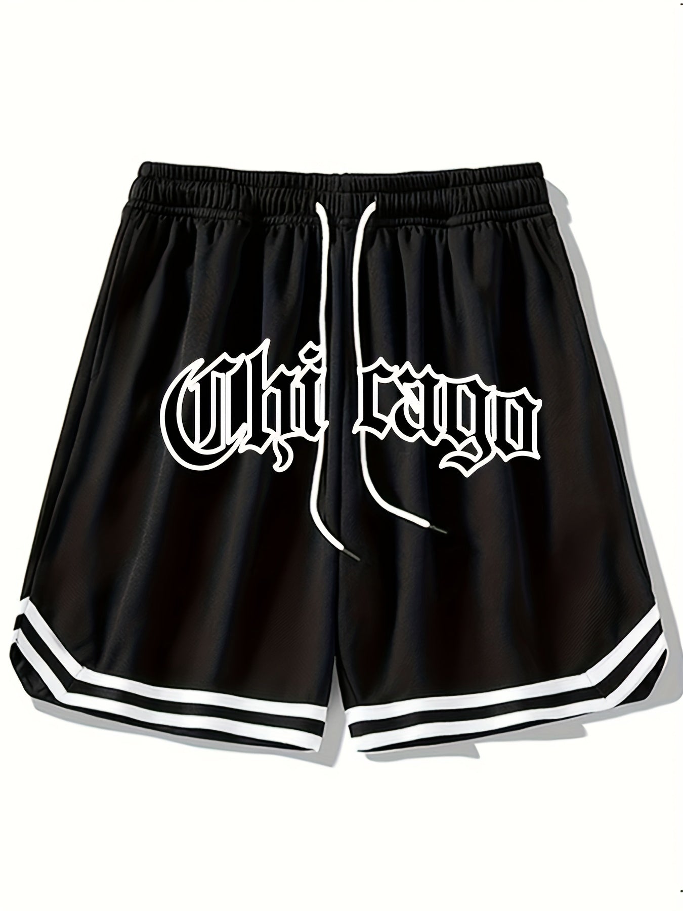 Men's "Chicago" Print Casual Sport Drawstring Shorts