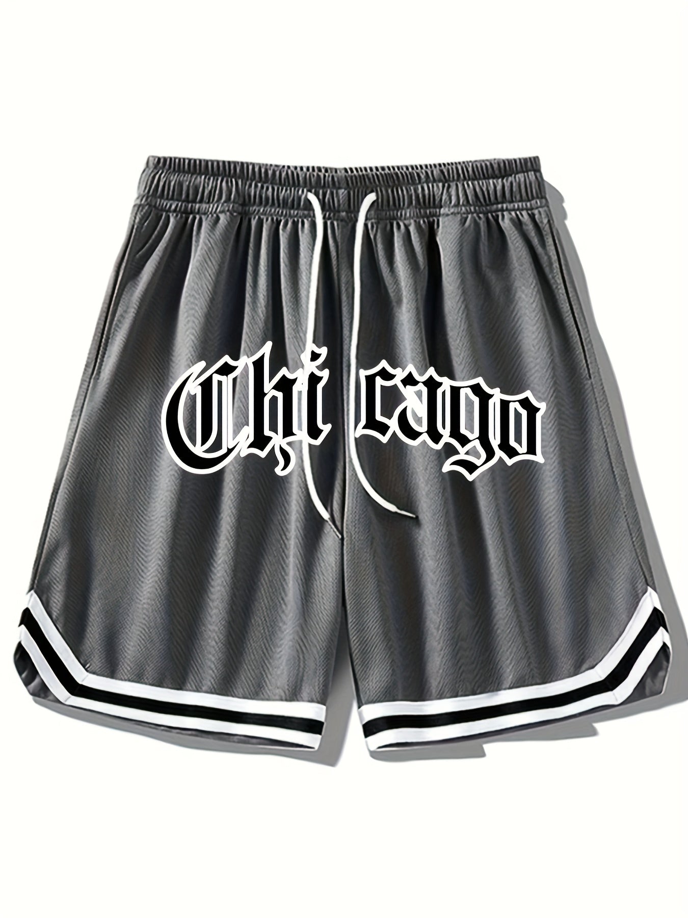 Men's "Chicago" Print Casual Sport Drawstring Shorts
