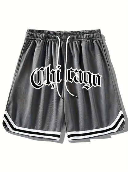 Men's "Chicago" Print Casual Sport Drawstring Shorts