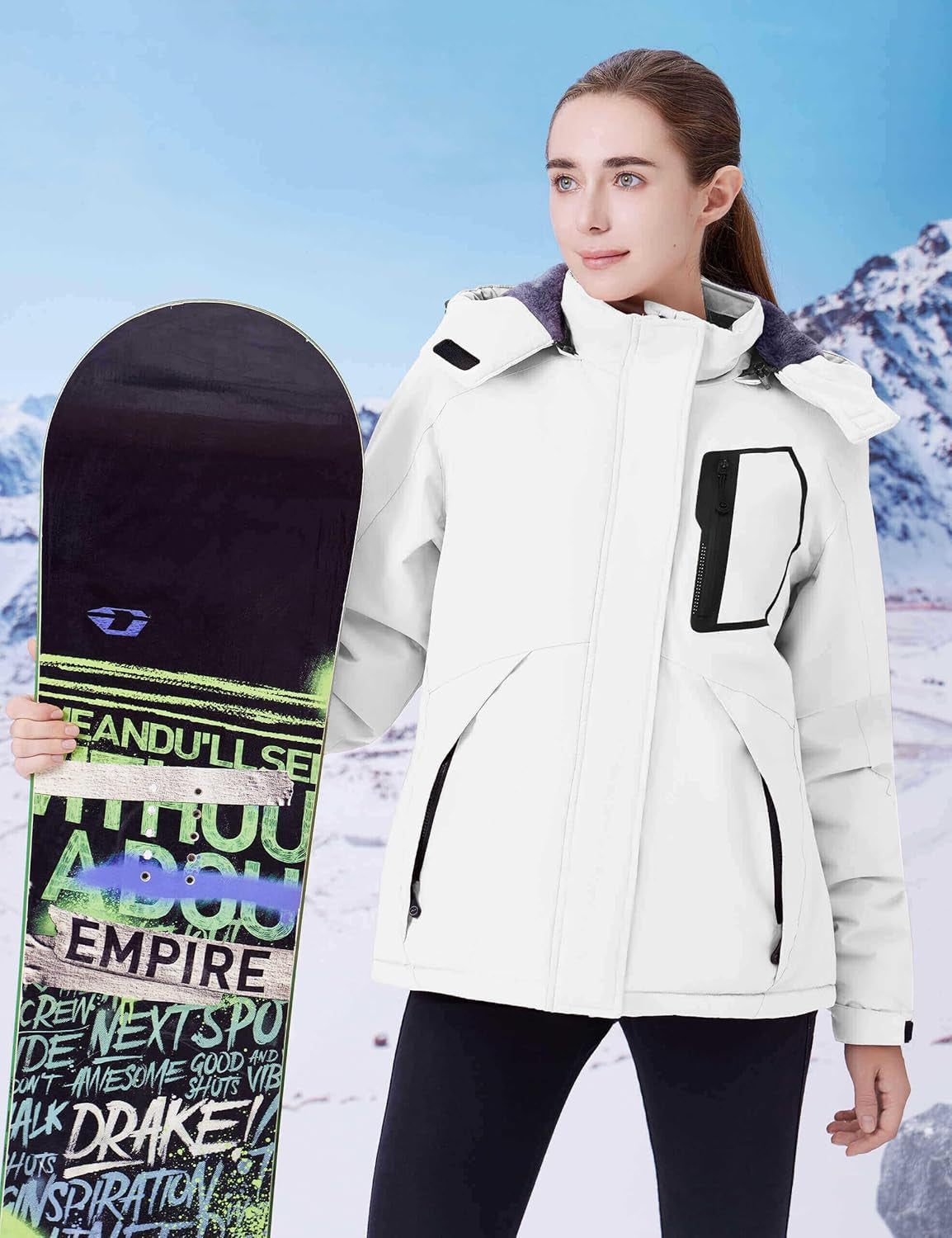 Women'S Waterproof Ski Jacket Warm Winter Coats Windproof Winter Jackets for Women Fleece Lined Windbreaker with Hood