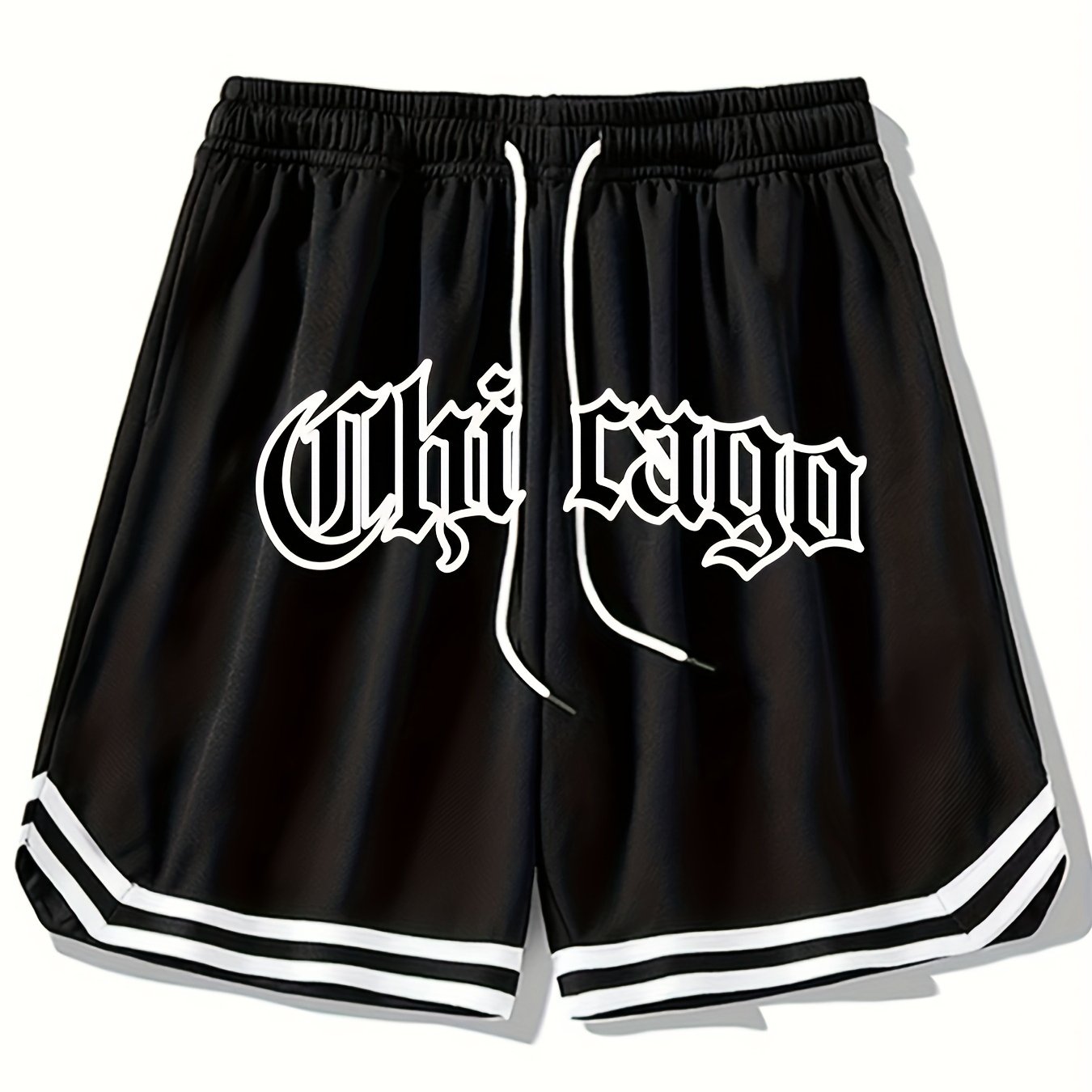 Men's "Chicago" Print Casual Sport Drawstring Shorts