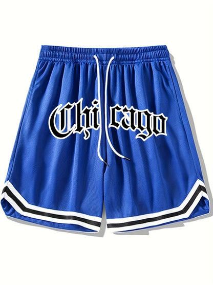 Men's "Chicago" Print Casual Sport Drawstring Shorts