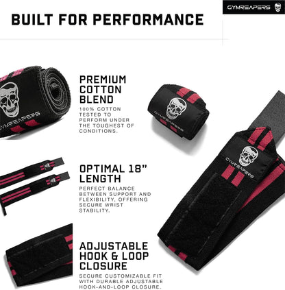 Weightlifting Wrist Wraps (IPF Approved) 18" Professional Quality Wrist Support with Heavy Duty Thumb Loop - Best Wrap for Powerlifting Competition, Strength Training, Bodybuilding