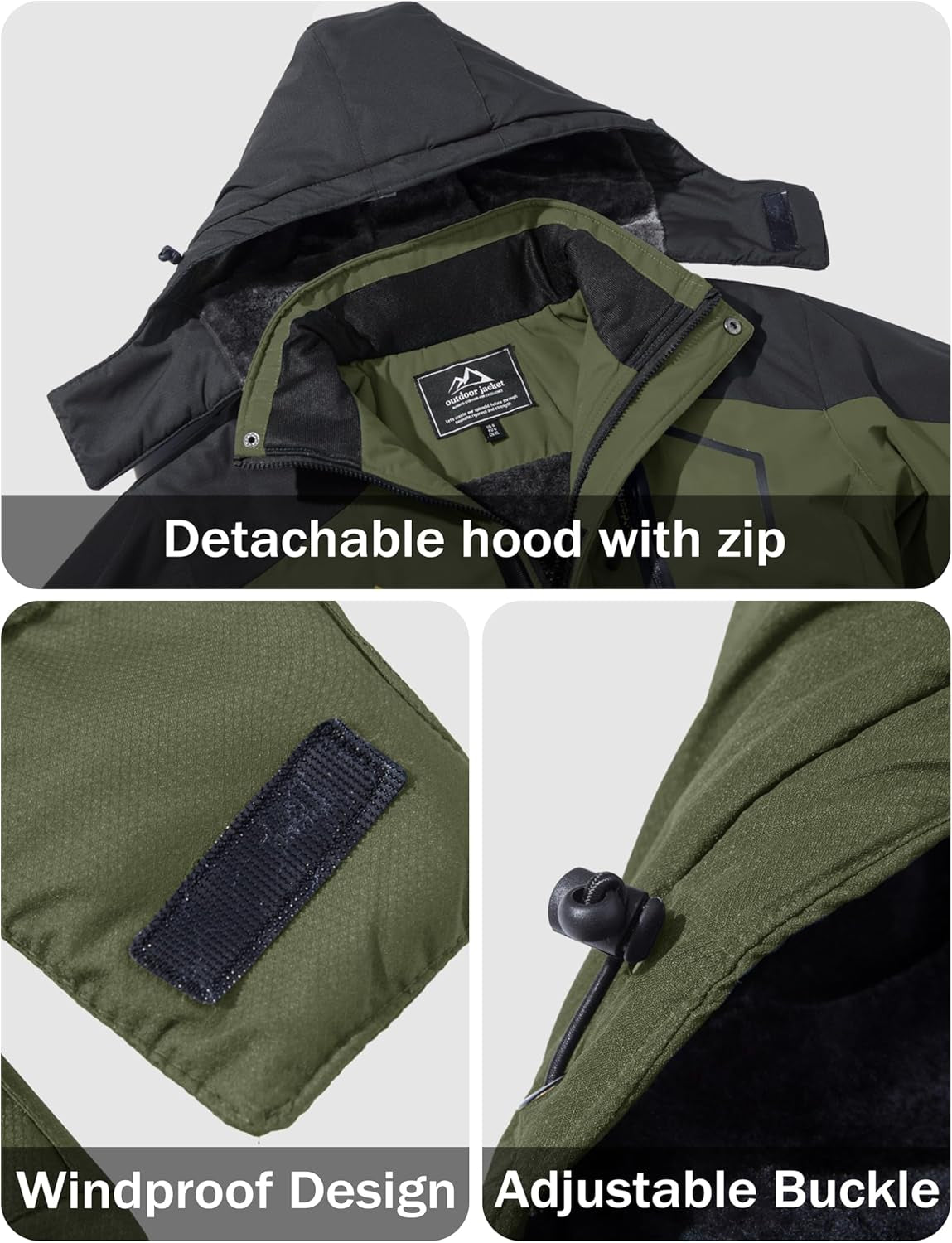 Men'S Winter Coats Water Resistant Ski Snow Jacket Warm Fleece Jacket Parka Raincoats with Hood Multi-Pockets