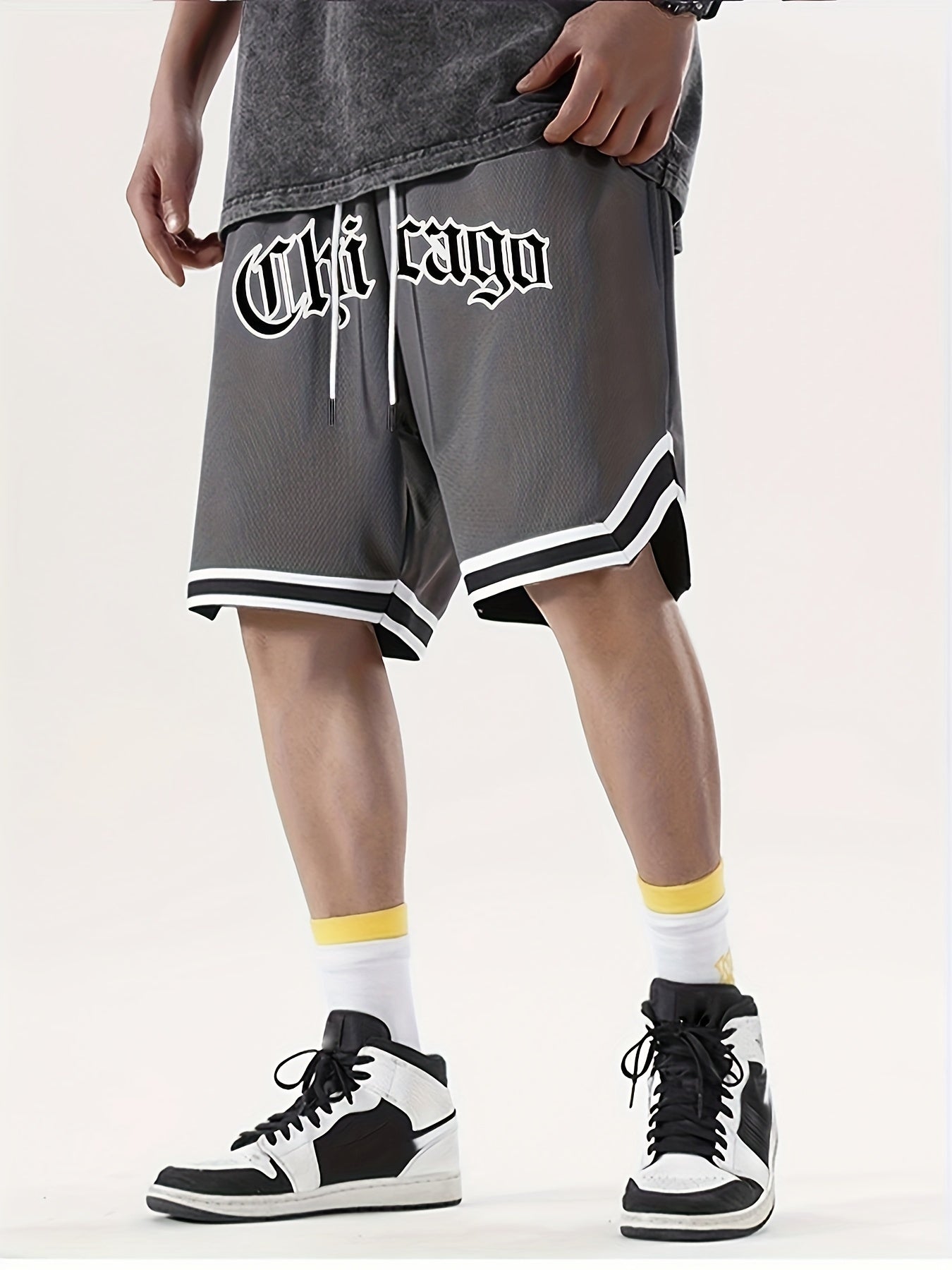 Men's "Chicago" Print Casual Sport Drawstring Shorts