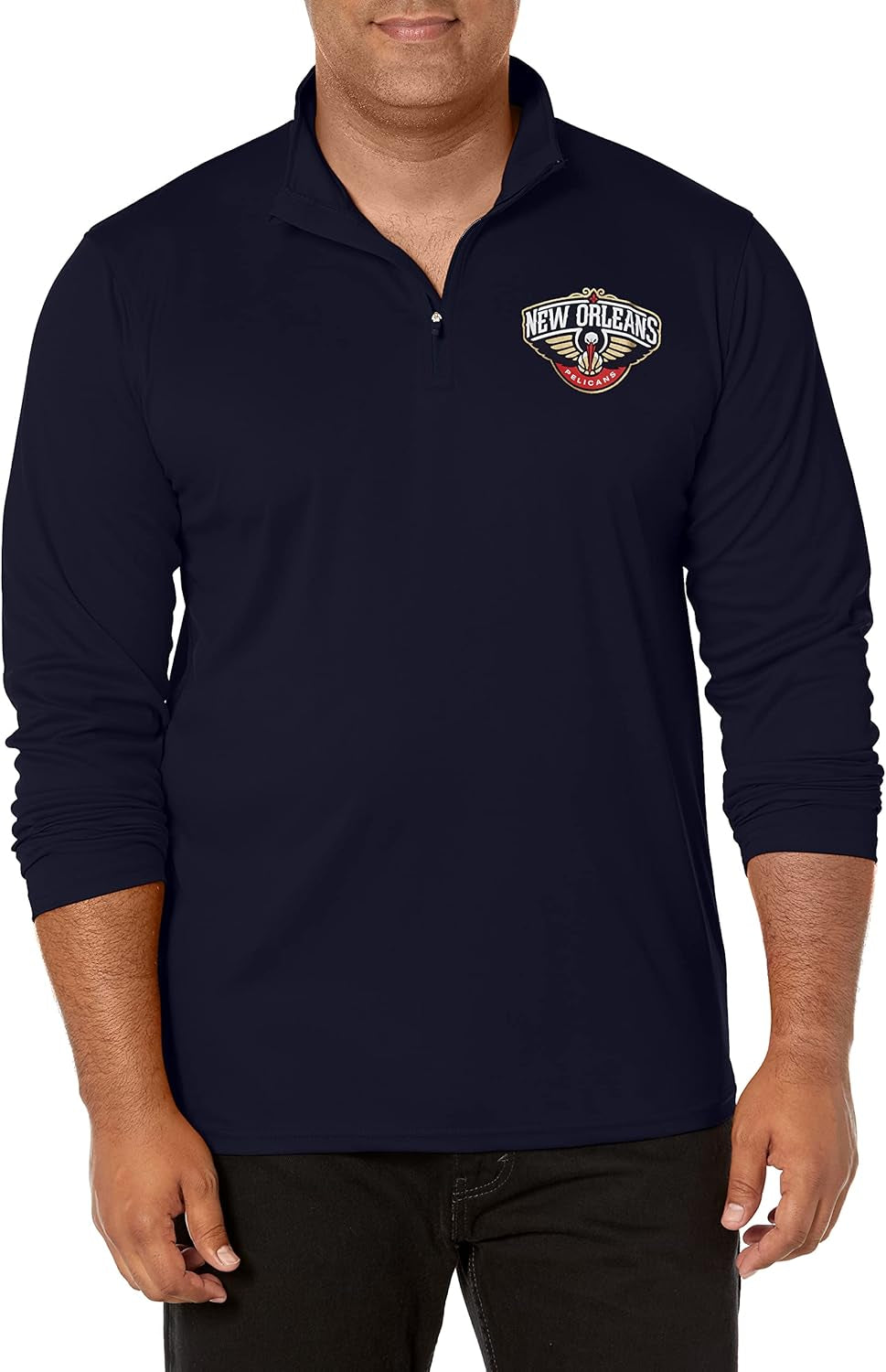 Men'S NBA Official Quarter Zip Long Sleeve Pullover T-Shirt