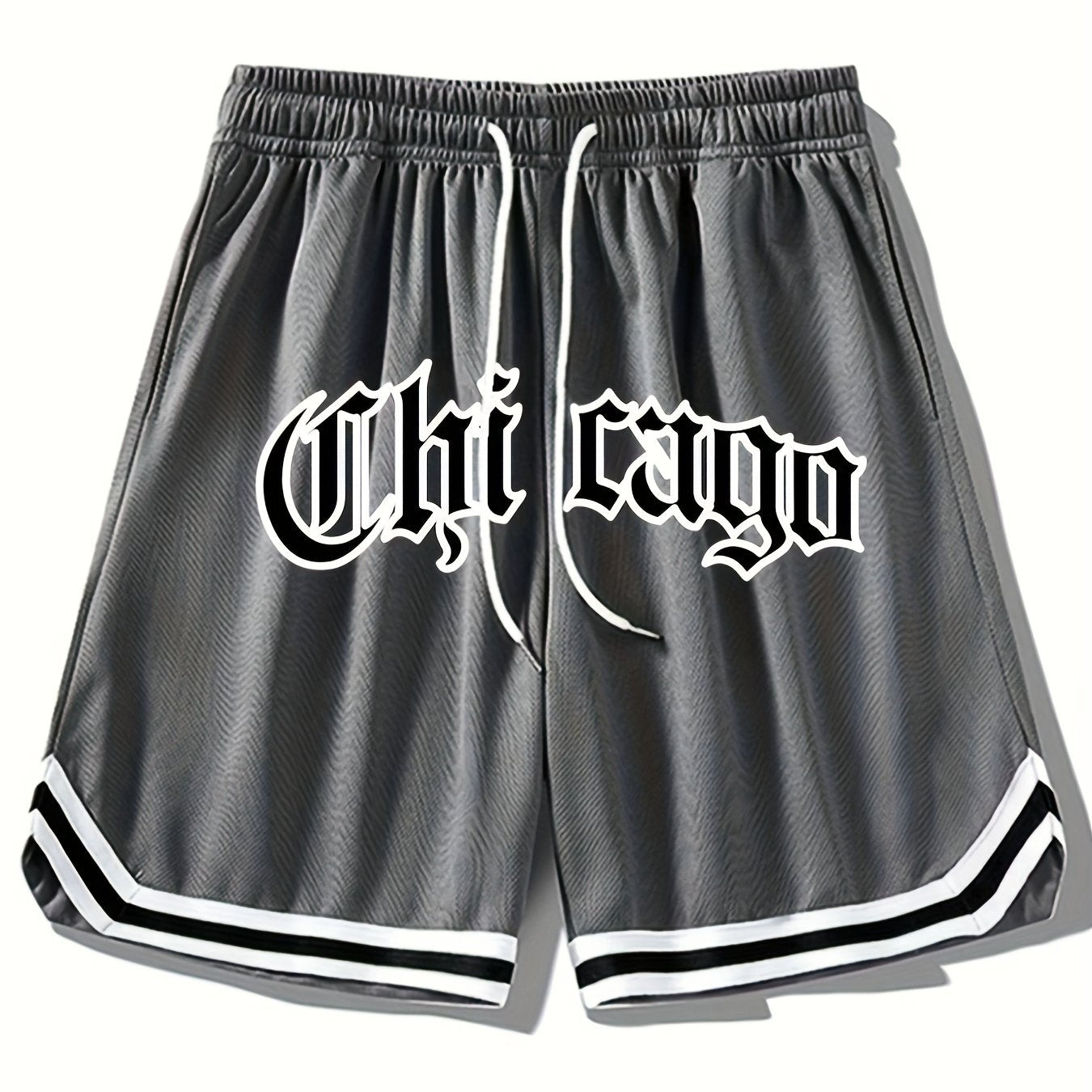 Men's "Chicago" Print Casual Sport Drawstring Shorts
